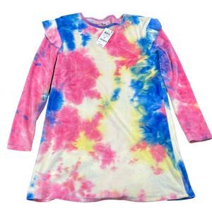 Big Girls Long Sleeve All Over Print Velour Dress Size XL
